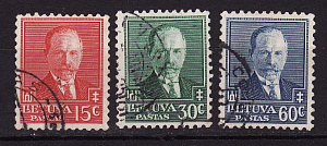 Литва, 1934, 60-летие президента А.Сметаны, 3 марки *